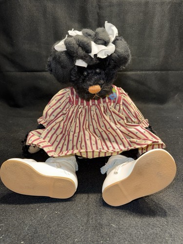 Vintage black teddy - black, plush