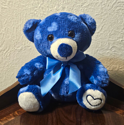 Blue plush teddy bear heart - teddy, bear,