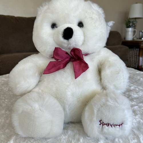 Vtg harrods white teddy bear - white,