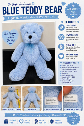 Goffa light blue teddy - goffa, bear