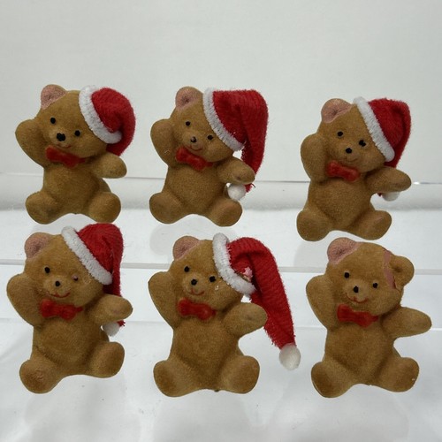 Vtg flocked teddy bear - vtg,