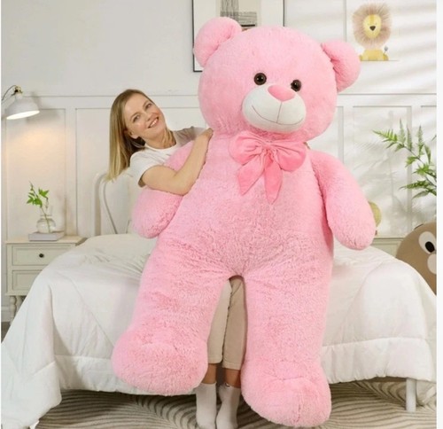 Large pink white - pink, teddy