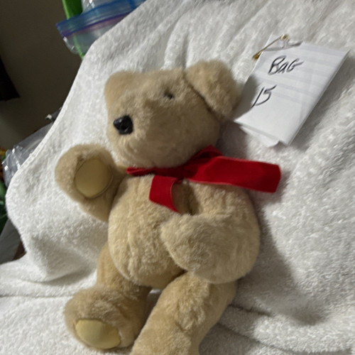 Beige plush teddy bear black - beige,