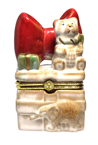 Vtg christmas porcelain hinged - vtg,