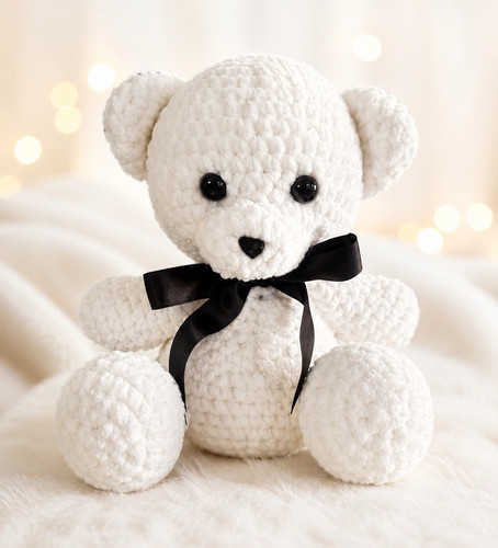 White plush teddy bear - white,