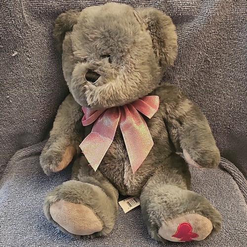 Gray plush teddy bear w - plush, w/