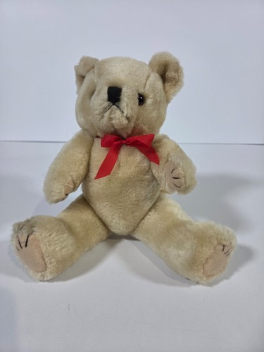 Cream plush teddy bear - bear, red