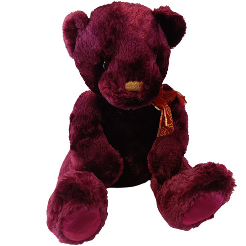 Plush burgundy teddy bear - plush,