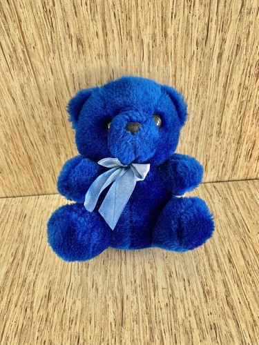 Blue teddy bear sitting - blue,
