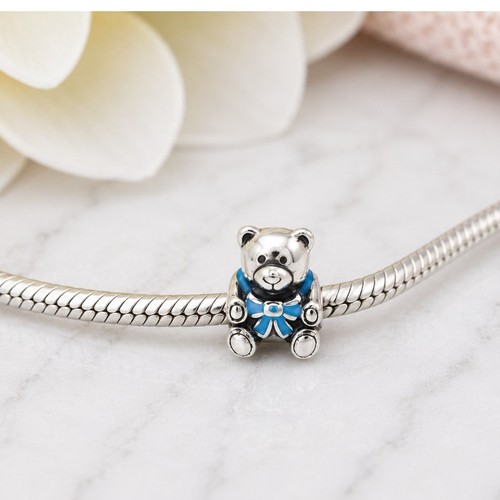 Pandora teddy bear blue - bear, bow
