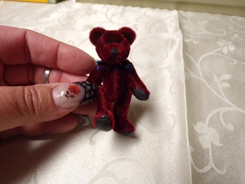 Dark mini teddy bear with - with, blue
