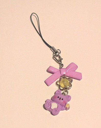 Purple glossy bow teddy bear - bow,