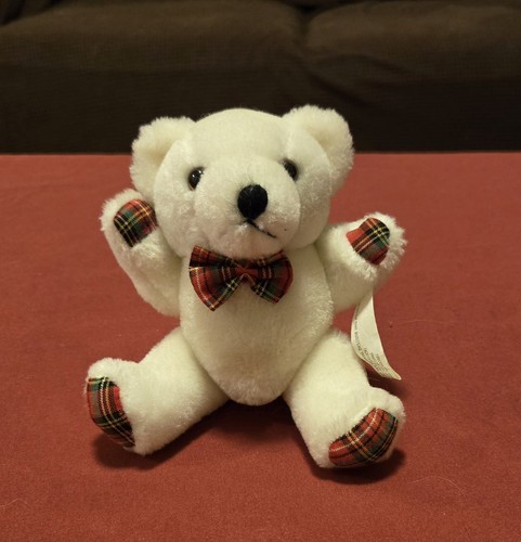 White plush teddy bear - white,