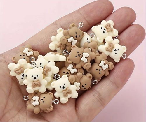Resin teddy bear - teddy, bow.