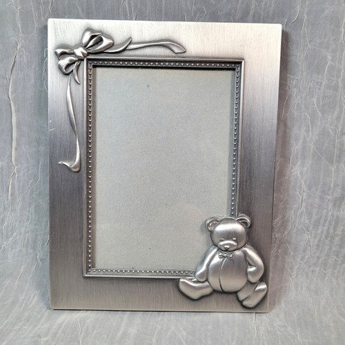 Teddy bear bow silver tone - bow,